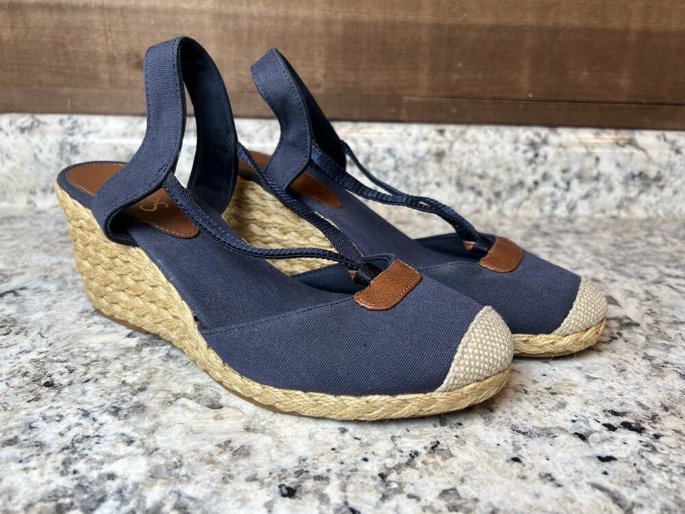 Chaps Ralph Lauren - CLARISA Espadrille Wedge Jute Nautical Size 6.5 Heels